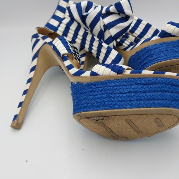 Zigi soho‎ Khloe Blue White Open Toe Platform Ankle Strap High Heels Size 9 - Picture 5 of 6